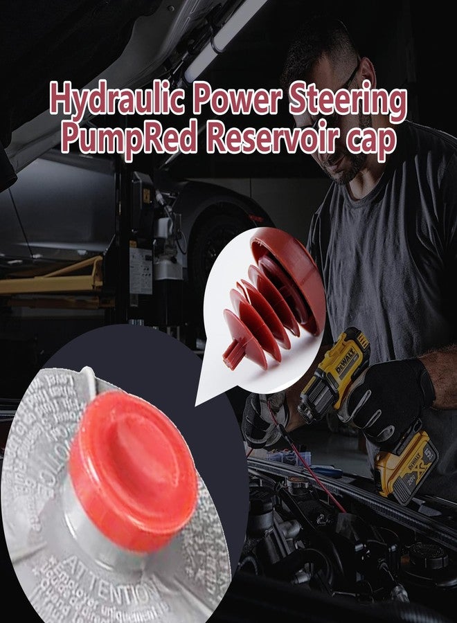 Abvsdu 2Pcs Power Steering Reservoir Cap, Red Pump Cap Plug Cover 53697-Sb3, Compatible With Honda Accord Odyssey Crv Civic Rd5/7 (Red) - Image 4