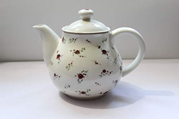 Lonovel Porcelain Teapots with Lids,Vintage Teapot Beautiful Rose Design,Floral Ceramic Tea Pot Large for Kitchen and Dinning,China Teapot for Afternoon Tea or Coffee,Home Decorative Good Gifts,Beige - Image 2