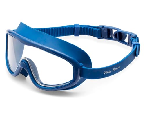 Petites Pommes Adult Swim Goggles for Ages 14 Lightweight Silicone AntiFog Wide Lens Retro Design Swimming Goggles HairSafe Buckle Cotton Pouch Included Cannes Blue - Image 3