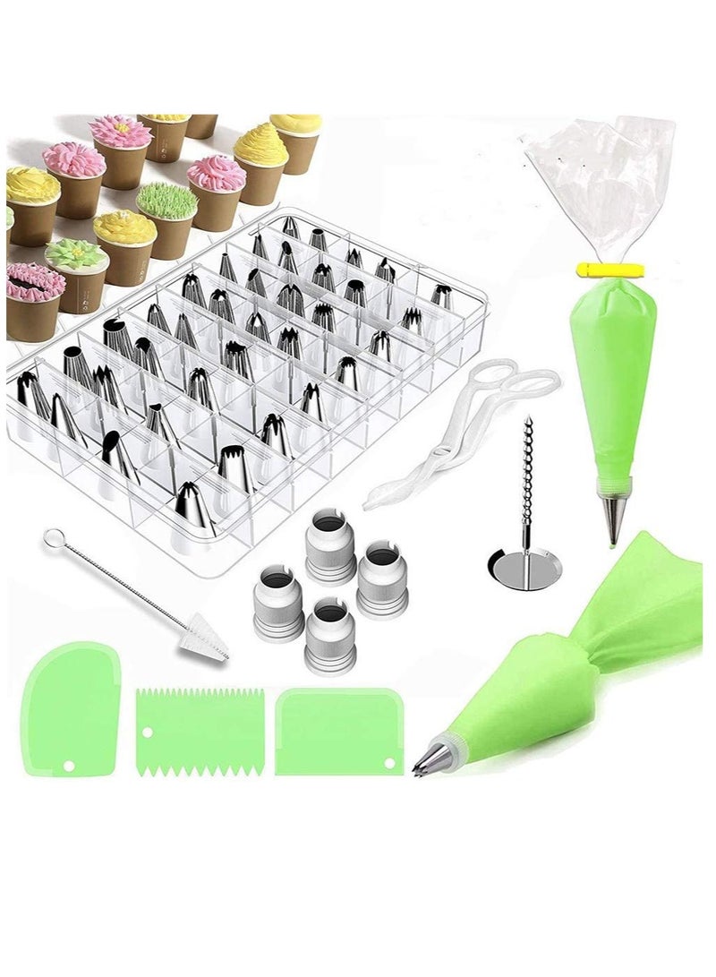 SYOSI Cake Decorating Kits Cake Decorating Tools Supplies Turntable Pastry Nozzles for Cream Confectionery Bags Icing Piping Nozzles Tips Baking Tools for Cakes 62 PCS - Image 1