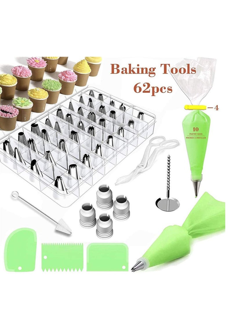 SYOSI Cake Decorating Kits Cake Decorating Tools Supplies Turntable Pastry Nozzles for Cream Confectionery Bags Icing Piping Nozzles Tips Baking Tools for Cakes 62 PCS - Image 5