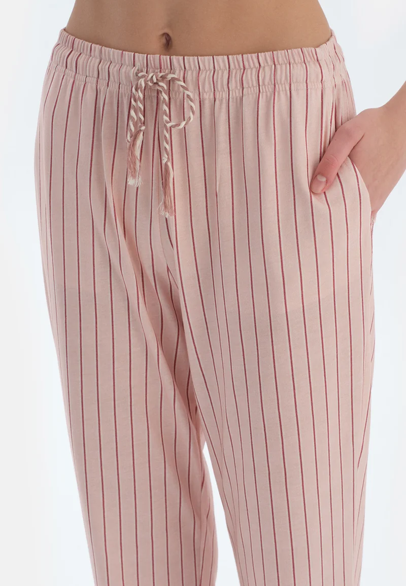 dagi  Logo Regular/Classic Fit T-shirt & Trousers Pajama Sets Crew Neck Cotton Blend Sleepwear for Women | Best Price UAE