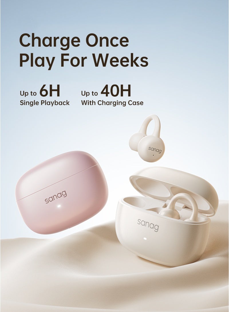 ساناج Z37 سماعات بلوتوث، 3.7 جرام خفيفة جدًا، بطارية تدوم 40 ساعة، صوت غامر، استماع مفتوح الأذن، إلغاء الضوضاء، مقاومة الماء IPX4، تحكم ذكي عبر التطبيق، متوافق مع iOS وAndroid، باللون الوردي - Image 5