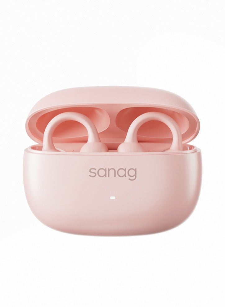 ساناج Z37 سماعات بلوتوث، 3.7 جرام خفيفة جدًا، بطارية تدوم 40 ساعة، صوت غامر، استماع مفتوح الأذن، إلغاء الضوضاء، مقاومة الماء IPX4، تحكم ذكي عبر التطبيق، متوافق مع iOS وAndroid، باللون الوردي - Image 1