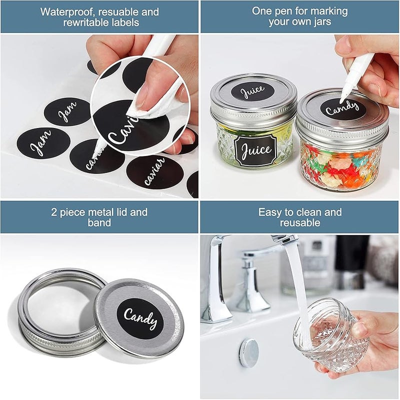 CycleMore 40 Pcs 4oz Clear Glass Mini Mason Jars With Silver Separable Lids and Diamond appearance, Small Spice Canning Jars for Honey, Jam, Jelly, Wedding Favors, Kitchen Food Storage - Image 4