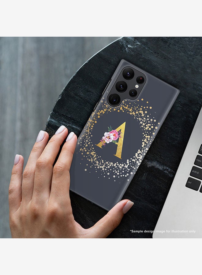 Stylizedd Monogram Slim Cover for Samsung Galaxy S22 Ultra 5G Case Custom Initials Letter Floral Pattern Snap Series Mobile Cover Matte Alphabet  - O (Grey) - Image 2