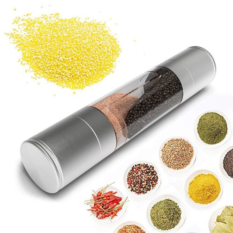 Aktnil Salt and Pepper Dual Grinder Mill Shakers Stainless Steel with Adjustable Coarseness Black Pepper Crusher - Image 2