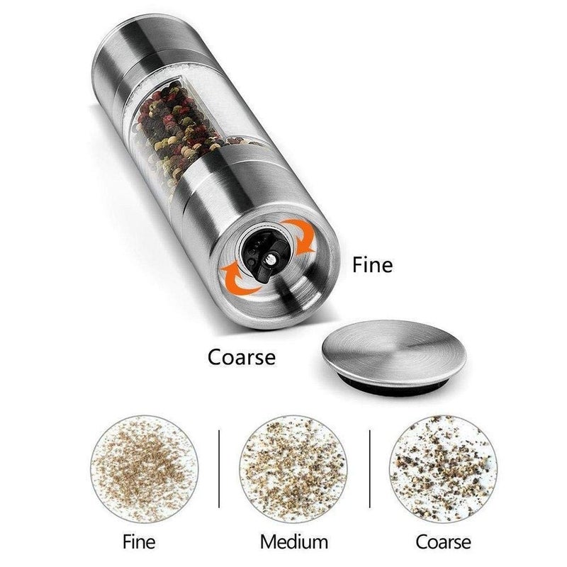 Aktnil Salt and Pepper Dual Grinder Mill Shakers Stainless Steel with Adjustable Coarseness Black Pepper Crusher - Image 4