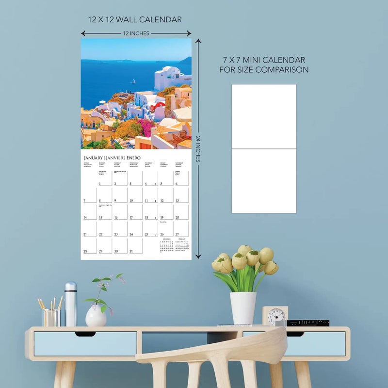 Graphique 2024 Greek Isles Wall Calendar | 12â€ x 12â€ | Thick Paper | Home & Office Organizer | Large Monthly Grid | 3 Languages & Marked Holidays | 4 Month Preview Page for 2025 - Image 4