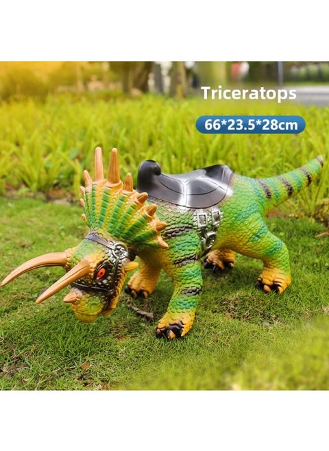 Toy Dinosaur Models Tyrannosaurus Rex Triceratops Pterosaur Pteranodon Allosaurus Stegosaurus Ankylosaurus Brachiosaurus-Color:(can Sit 30kg) Color Triceratops 66cm-Specifications:498 Story Edition