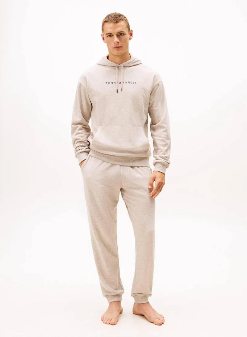 تومي هيلفيغر هودي منزلي بشعار وبرباط داخلي للياقة