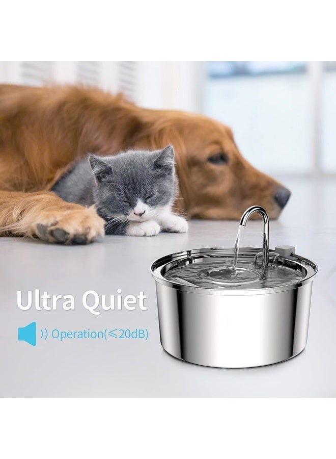 HUMJO 3.2L Pet Water Fountain Automatic Circulating Filter Water Dispenser for Cats and Dogs,Stainless Steel 304 - Image 2