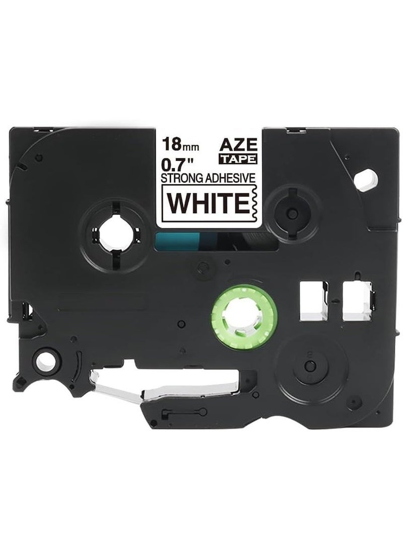 SKY 18mm Extra Strength Strong Adhesive Black on White Label Tape Compatible with P-Touch Label Printers - Image 2