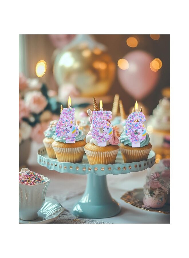 LAMAY Unicorn Themed Birthday Candles,Number 5 Cartoon Birthday Party Supplies,Birthday Decorations for Cake Topper Decorations - Image 4