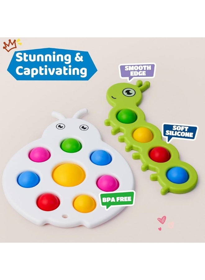 LiKee LiKee Fidget Popper Sensory Toys Colorful Insect Push Buttons Gift for Baby 6+ Months Car Seat High Chair, Montessori Toys for 1-3 Year Old Toddlers and Kids Fine Motor Skills Stress Relief (2 Pieces) - Image 5