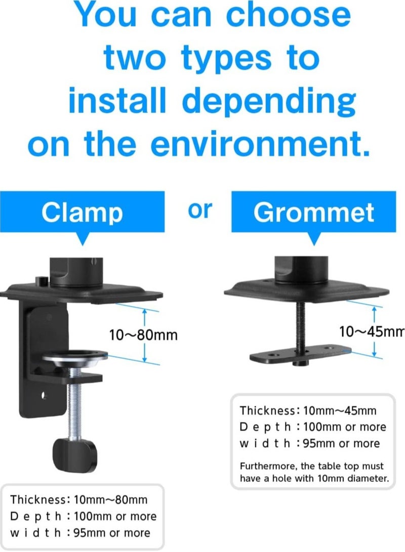 TIGER "Adjustable Single Monitor Mount – Mechanical Arm, Swivel VESA Compatibility for 17''-27'' Screens, Supports Up to 15.5 lbs"  - Image 4