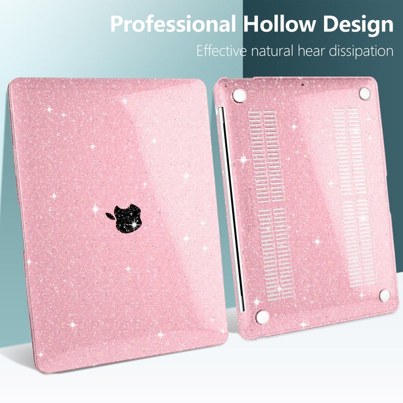 Dongke For Macbook Air 13 Inch Case 2021-2018 Release A2337 M1 A2179 A1932 Bling Plastic Hard Shell Case & Keyboard Cover Only Compatible With Macbook Air 13 Inch Retina Fits Touch Id Sparkly Pink - Image 5