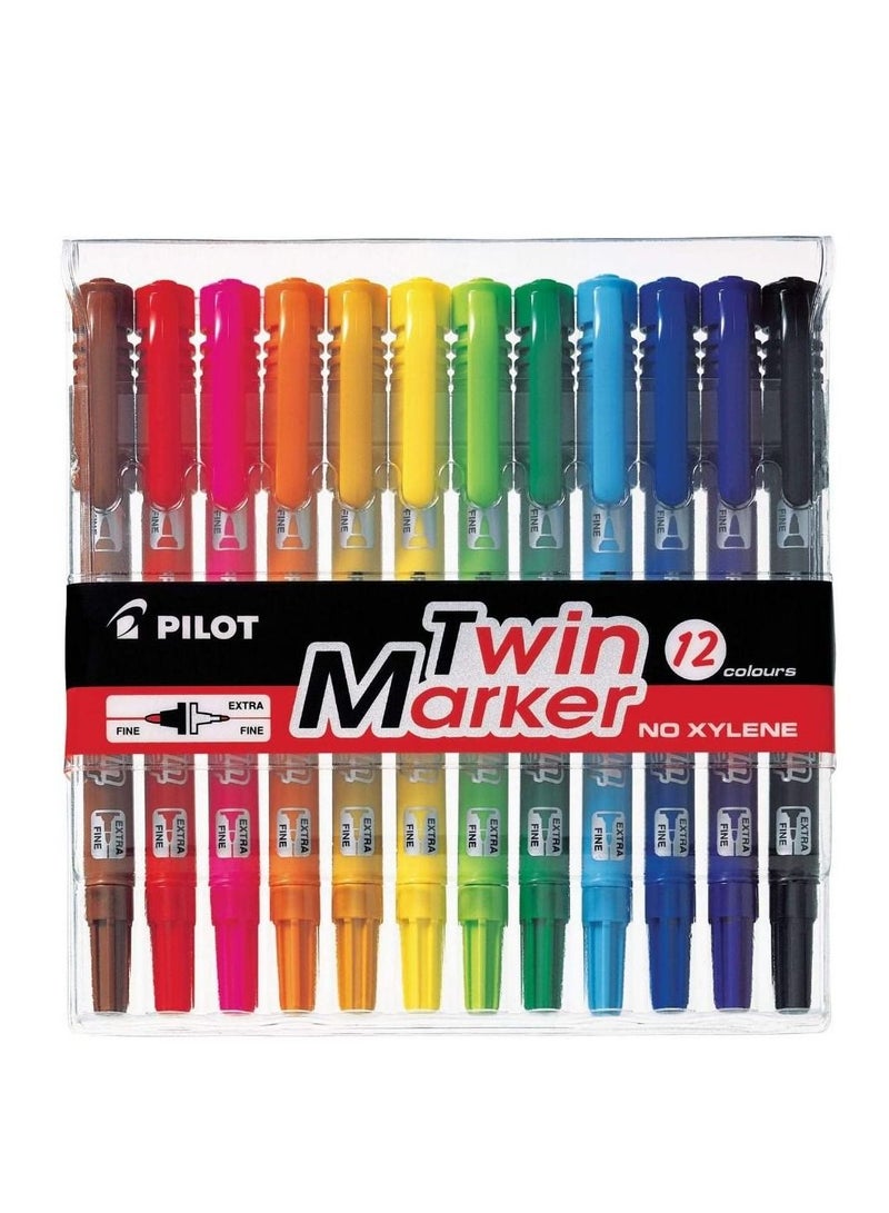 PILOT 12-Piece Double Sided Permanent Twin Marker Set Multicolour