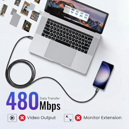 Verilux® PD 60W Type C to Type C Cable Fast Charging 5M/16.4FT, 480Mbps Data Cable C Type Fast Charging Nylon Braided C Type Charger Cable for iPhone 17/17 Pro/17 Pro Max/16/15, Galaxy S25/S24/S23 - Image 4
