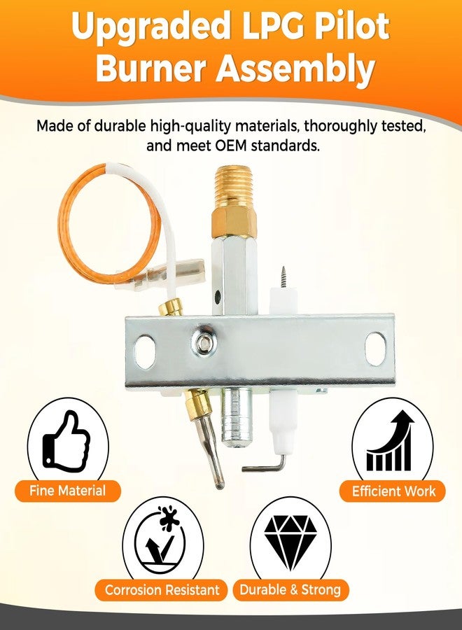 Hicello Universal LPG Propane Pilot Burner Assembly with Thermocouple - 25cm Wire & 4.8mm Terminal - Direct Replacement for Patio Heater, Fire Pit, Outdoor Heater Parts - Fits M8*1 Copper Tube - Image 3