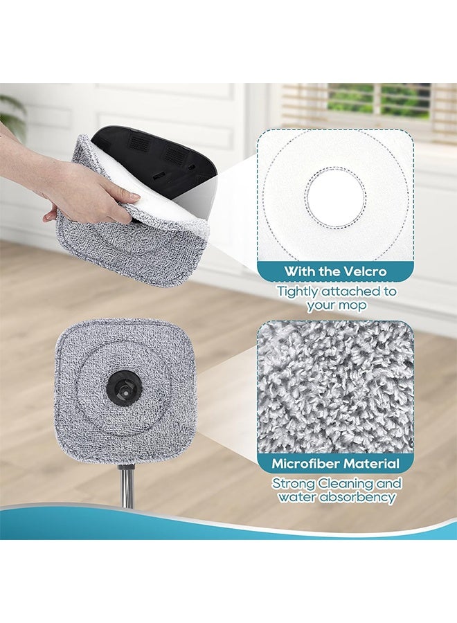 MLADEN 6 Pack 9 Inch Square Microfiber Mop Pad, Clean and Separate Mop Replacement Pad, Replacement pad for rotary mop, Microfiber Mop Pads, Mop Head Refill for Cleaning Ceramic Wood Floors (Grey) - Image 4