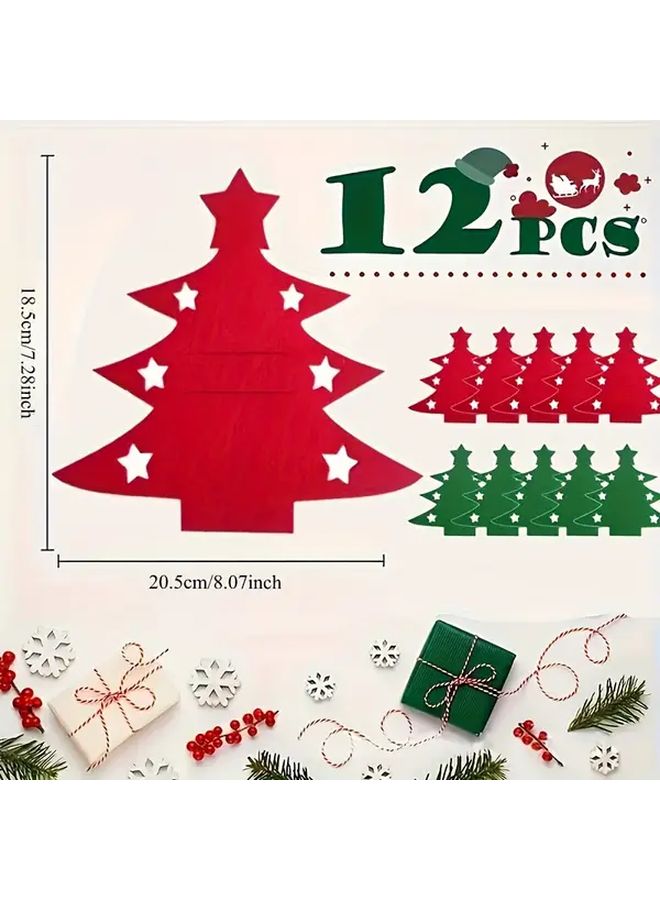 12 Pack Red Felt Christmas Tree Utensil Holder Forks Knives Spoons Display - Image 4