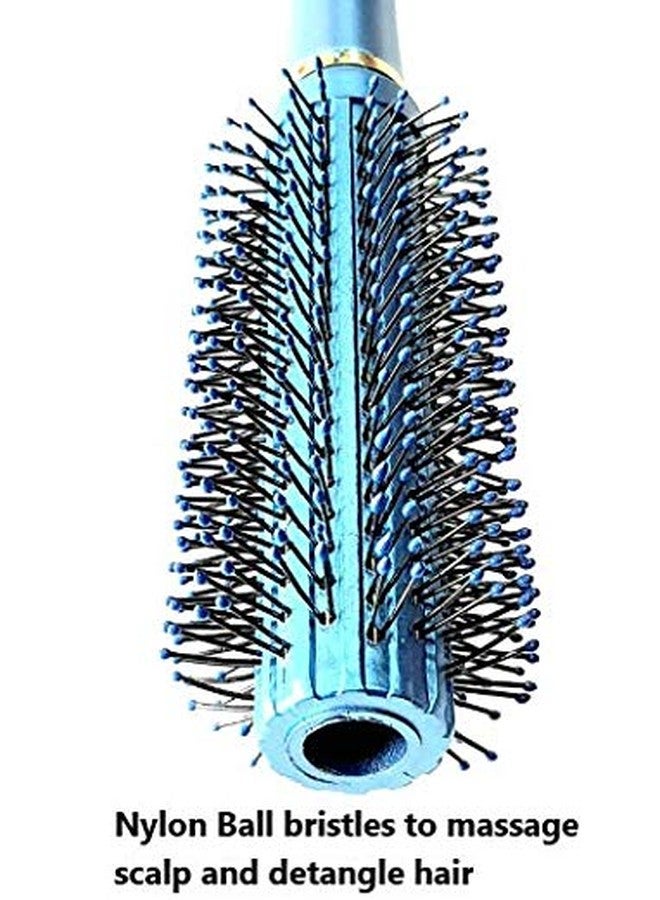 Tiamo Round Plastic Hairbrush set blue and silver for grooming - Image 3