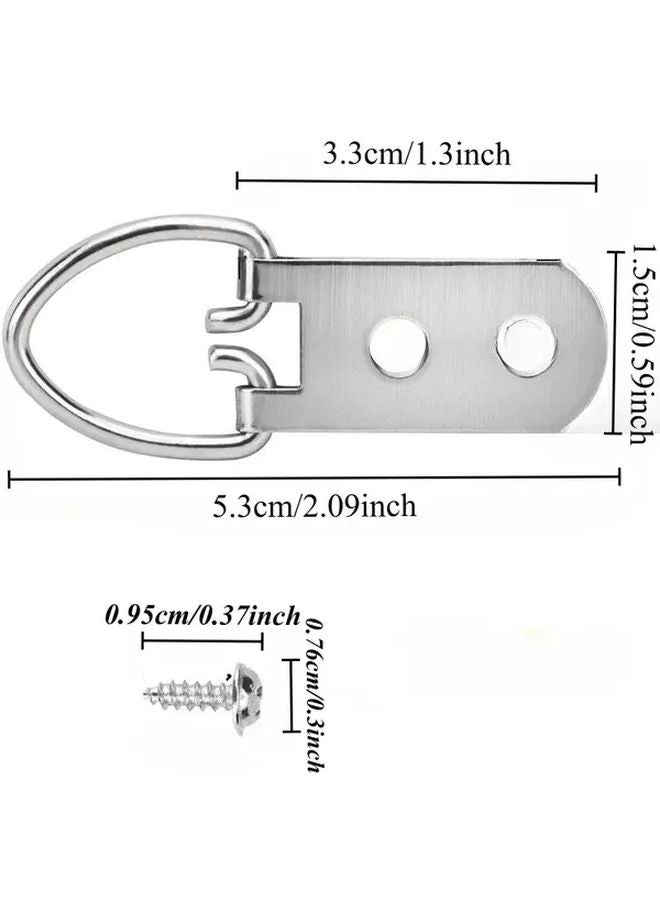 10 قطعة من حلقات الرفع الفضية على شكل D، خطاطيف ثقيلة ذات فتحة مزدوجة للتثبيت - Image 5