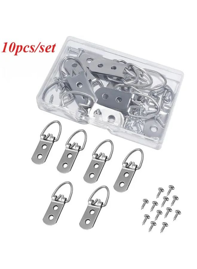 10 قطعة من حلقات الرفع الفضية على شكل D، خطاطيف ثقيلة ذات فتحة مزدوجة للتثبيت - Image 1