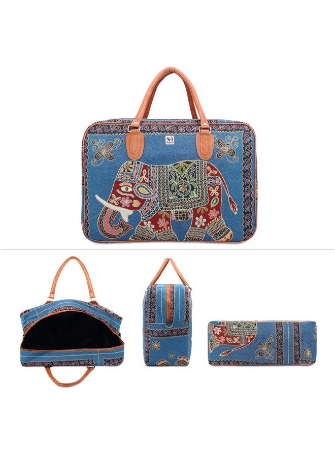 NFI essentials Small Canvas Duffle Travel Bag for Men and Women, Luggage Travelling Bags for Women, Stylish Duffel Cabin Size Air Bag (21L) (Blue) - Image 3