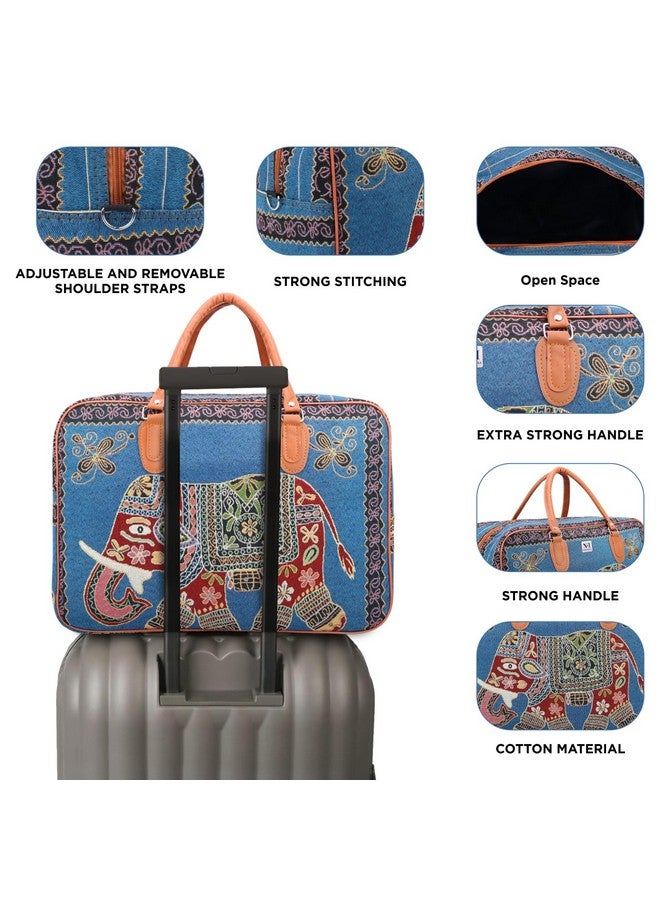 NFI essentials Small Canvas Duffle Travel Bag for Men and Women, Luggage Travelling Bags for Women, Stylish Duffel Cabin Size Air Bag (21L) (Blue) - Image 5