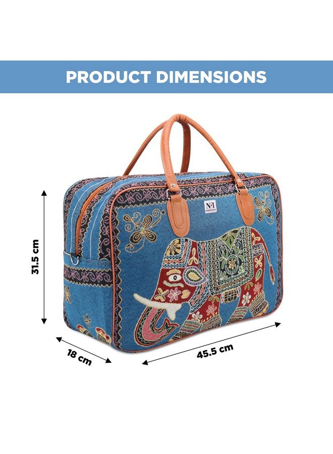 NFI essentials Small Canvas Duffle Travel Bag for Men and Women, Luggage Travelling Bags for Women, Stylish Duffel Cabin Size Air Bag (21L) (Blue) - Image 4