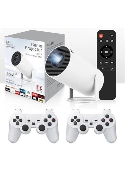 M300 Max Game Projector with 2 Wireless Controllers – High-Definition Video Game Projector and Entertainment System, Portable Plug-and-Play Gaming with Ultra-Clear Display, Perfect for Home Gaming and Movie Nights