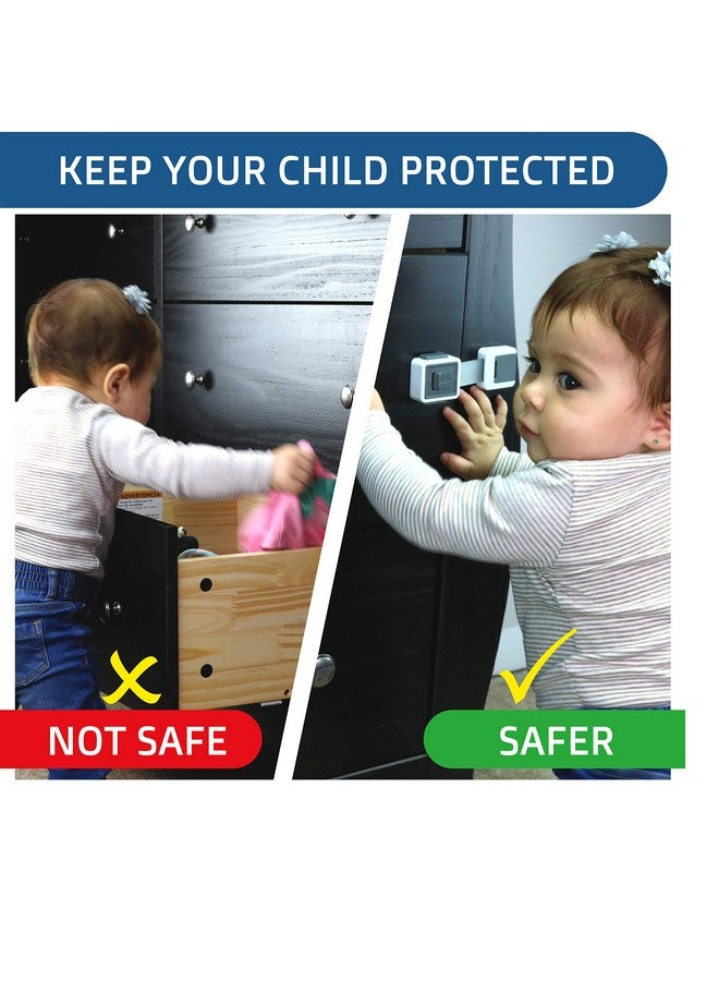 Wappa Baby New Version Child Safety Locks. Baby Proof Cabinets Drawers With Easy Adjustable Strap Length Double Lock Option Easier Latch For Adults To Open. Secure Oven Refrigerator Toilet Doors 4 Pack - Image 2