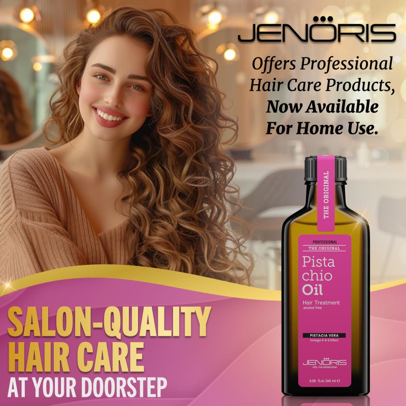 Jenoris Pistachio Hair Oil & Deep Conditioning Mask â€“ For Dry, Frizzy, and Damaged Hair, Enriched with Pistachio Oil & Omega 3-6-9, Paraben & SLS Free, Salon-Quality Treatment - Image 3