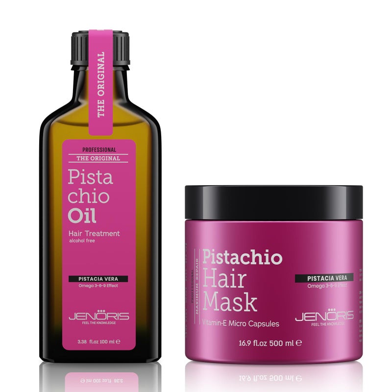 Jenoris Pistachio Hair Oil & Deep Conditioning Mask â€“ For Dry, Frizzy, and Damaged Hair, Enriched with Pistachio Oil & Omega 3-6-9, Paraben & SLS Free, Salon-Quality Treatment - Image 1