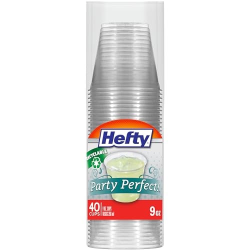 Hefty Party Perfect Clear Plastic Cups, Small Clear Cups for Parties, Wedding Receptions, Birthday Parties, Office Gatherings, and More, Recyclable, 9 Ounce, 40 Count - Image 1