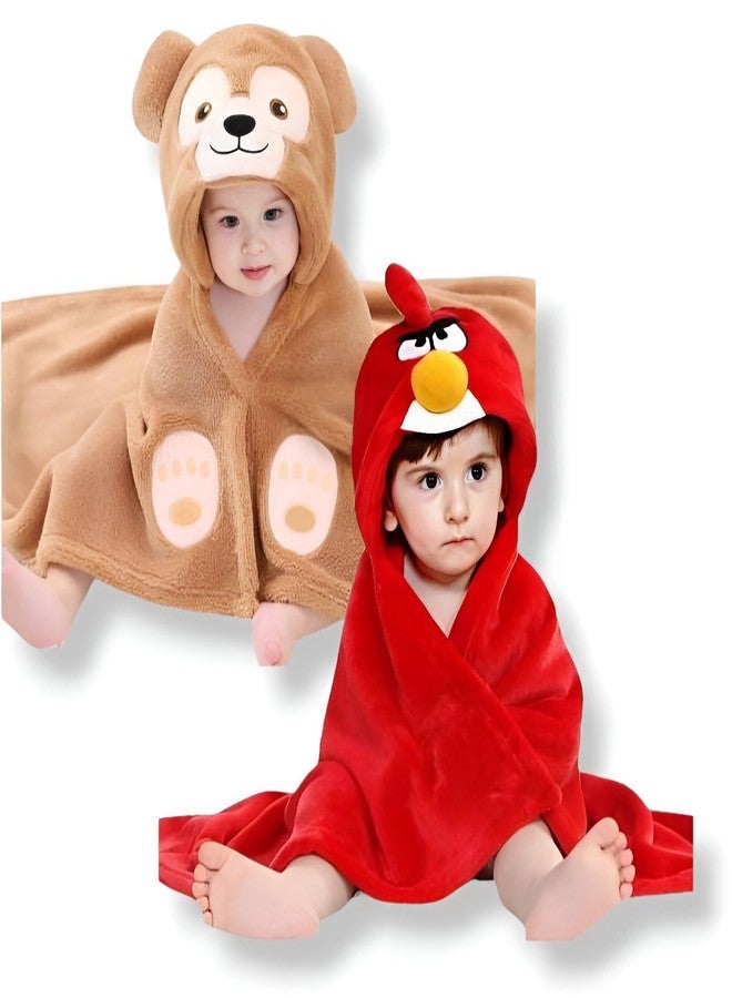 BRANDONN Baby Blankets New Born Combo Pack of Hooded Swaddle Crib Wrapper for Baby Boys and Baby Girls Pack of 2 Pcs, (0-6 Months, L 83 cm x B 80 cm) - Image 1