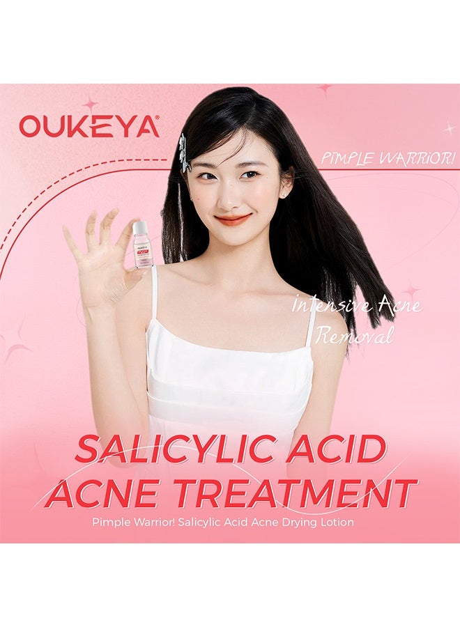 OUKEYA Acne Drying Lotion with Salicylic Acid – Double Acid Formula for Acne-Prone Skin, Oil Control, Redness Relief, Fade Marks – 29ml - Image 2