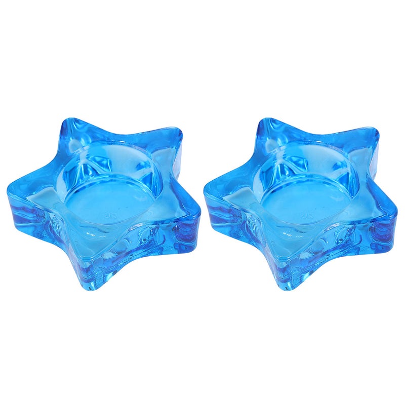 4 Pcs Candlestick Star Shape Candle Holder Romantic Colored Glass Candlestick Cup Home Desktop Ornament Supplies ( ) - Image 1