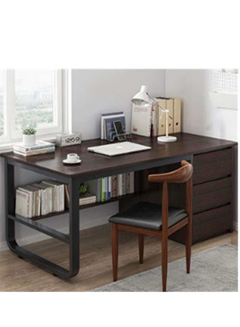 Generic Multifunctional Computer Desk, Writing Table, Laptop Desk, Office Work Wooden Table Desk, Student Study Desk, with Three Drawers, Suitable for Home, Office, Study Room, (Brown)  - Image 1