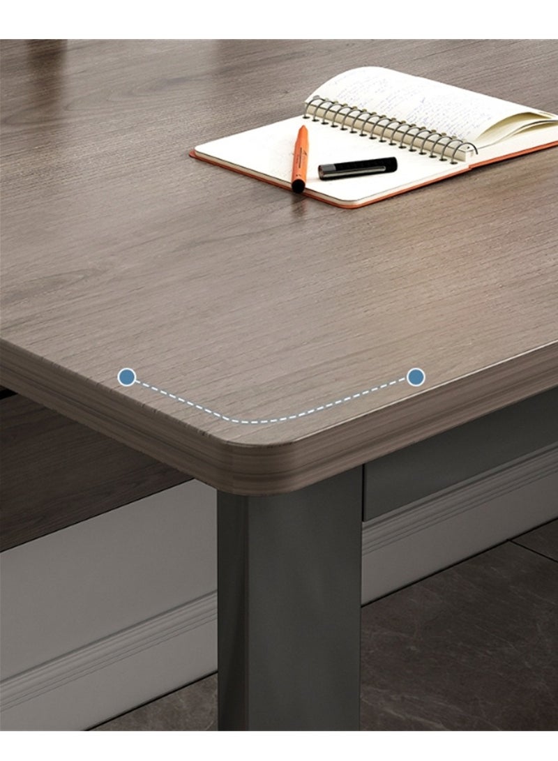 Generic Multifunctional Computer Desk, Writing Table, Laptop Desk, Office Work Wooden Table Desk, Student Study Desk, with Three Drawers, Suitable for Home, Office, Study Room, (Brown)  - Image 4