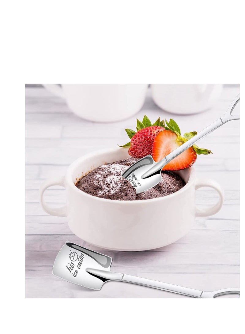SYOSI Ice Cream Spoons Wedding Anniversary Gifts for Her and Him Ice Cream Spoons, Stainless Steel Coffee Spoon Pack of 2 Set Valentines Day Wedding Gifts for Couple Lovers2 - Image 5