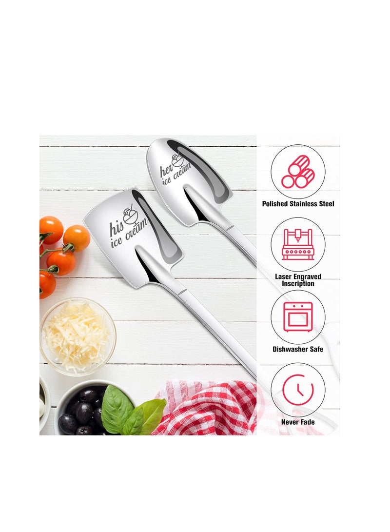 SYOSI Ice Cream Spoons Wedding Anniversary Gifts for Her and Him Ice Cream Spoons, Stainless Steel Coffee Spoon Pack of 2 Set Valentines Day Wedding Gifts for Couple Lovers2 - Image 3