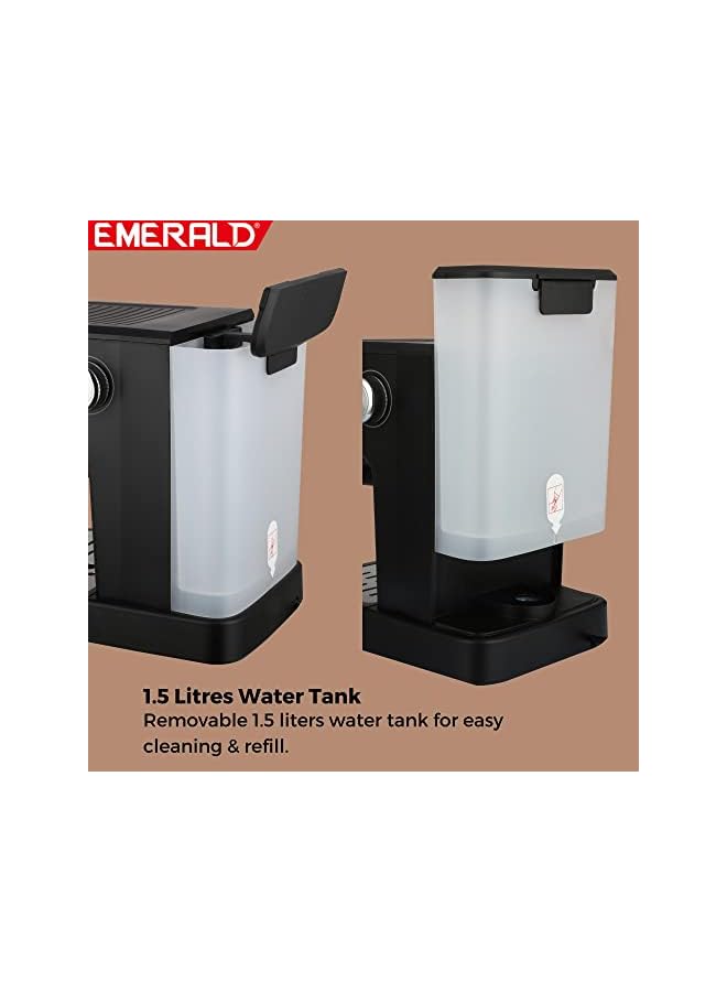 Emerald - Brush Stainless Steel Automatic Coffee Machine, Espresso and Cappuccino Maker. 20 Bar, 1.5 Litre Water Tank, Frothing Function, Removable Drip Tray. - Image 4