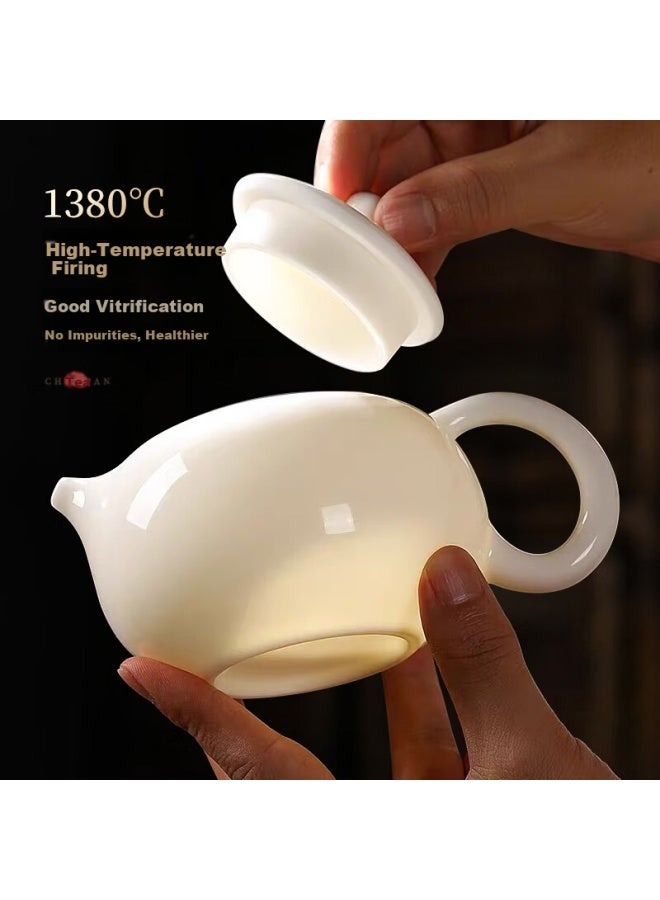 Yihutea Yihu Tea Mutton Fat Jade Porcelain Xishi Teapot Ceramic Brewing Teapot Home Small Tea Set High-end Handmade Kung Fu Tea Set - Image 1