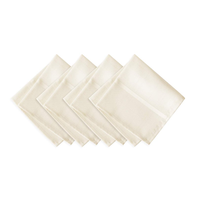 Newbridge Set of 4 Square Fabric Napkins Elegance Plaid 100 Polyester No Iron Soil Resistant Dining Room Party and Banquet Napkins Solid Textured Beige