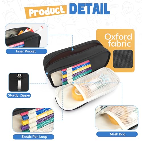 HOHOM Pencil Case Large Capacity Pencil Pouch Holder Box Marker Storage Bag Desk Organizer Stationery Organizer for School Supplies Office Travel Organizers Office College - Image 4