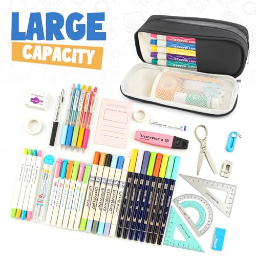 HOHOM Pencil Case Large Capacity Pencil Pouch Holder Box Marker Storage Bag Desk Organizer Stationery Organizer for School Supplies Office Travel Organizers Office College - Image 5