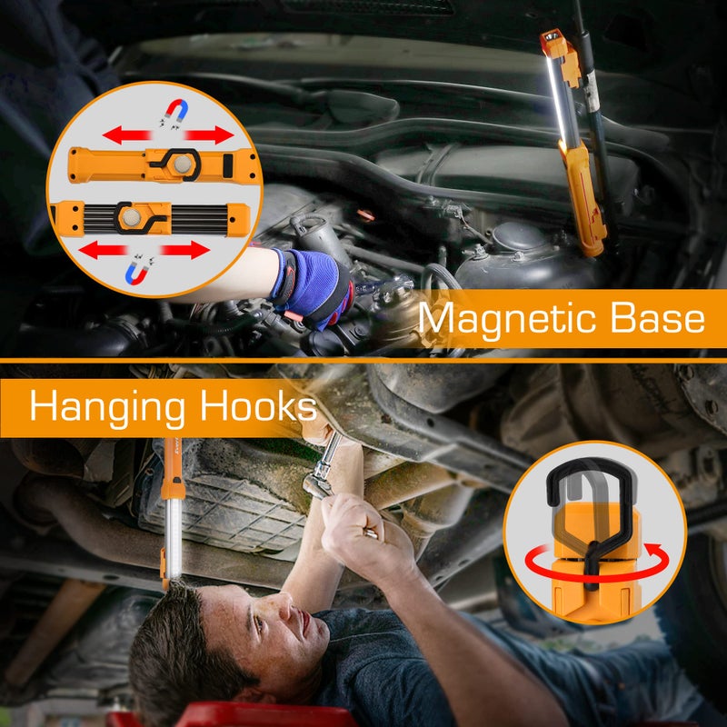 EverBrite 1000LM LED Work Light, Rechargeable Work Light for Mechanics with Dual Magnetic Bases&Hanging Hooks, 4 Lighting Modes, USB C Cable, Ideal Christmas Gift for Car Repair, Working, Pack of 2 - Image 3